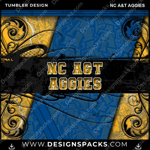 College Sport Elegant NC A&T Aggies Tumbler Digital Wrap Design