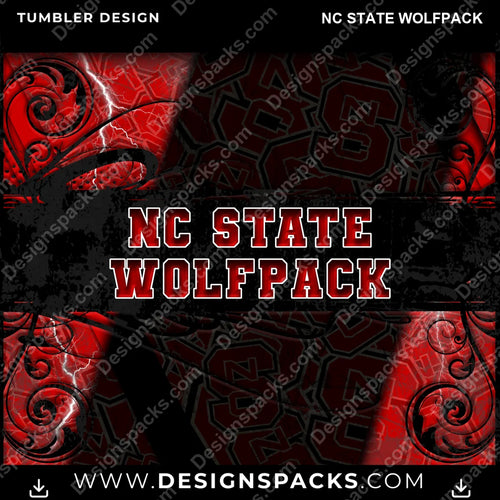 College Sport Elegant NC State Wolfpack Tumbler Digital Wrap Design
