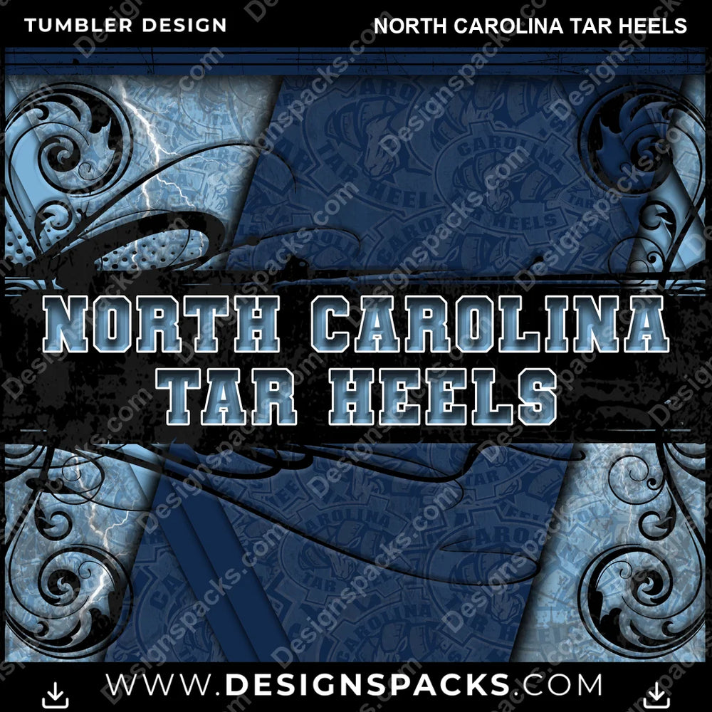 College Sport Elegant North Carolina Tar Heels NCAA College Sport Tumbler Digital Wrap Design Download