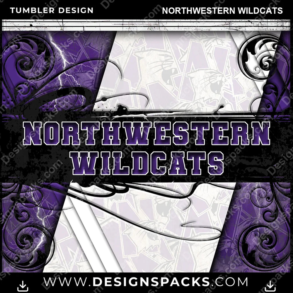 College Sport Elegant Northwestern Wildcats NCAA College Sport Tumbler Digital Wrap Design Download