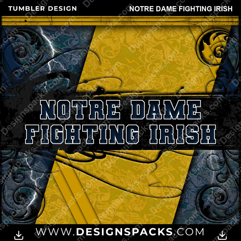 College Sport Elegant Notre Dame Fighting Irish NCAA College Sport Tumbler Digital Wrap Design Download