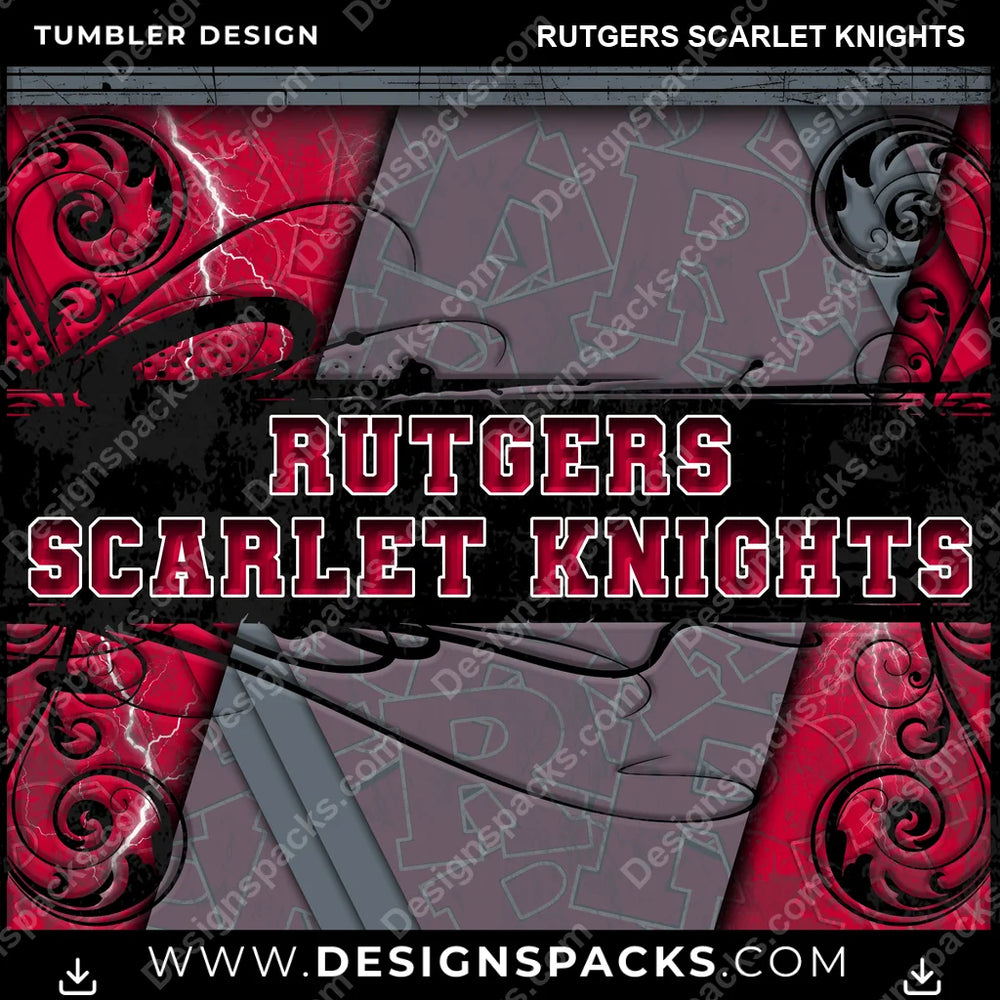 College Sport Elegant Rutgers Scarlet Knights NCAA College Sport Tumbler Digital Wrap Design Download