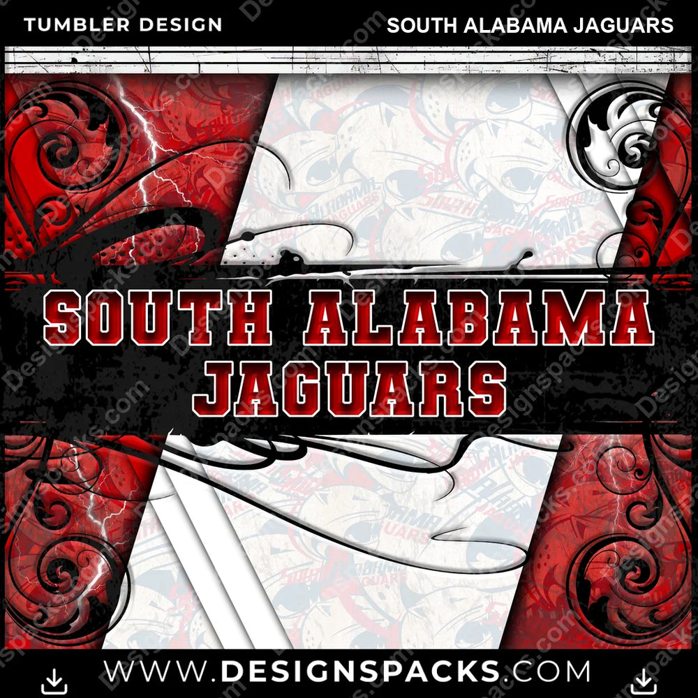 College Sport Elegant South Alabama Jaguars NCAA College Sport Tumbler Digital Wrap Design Download