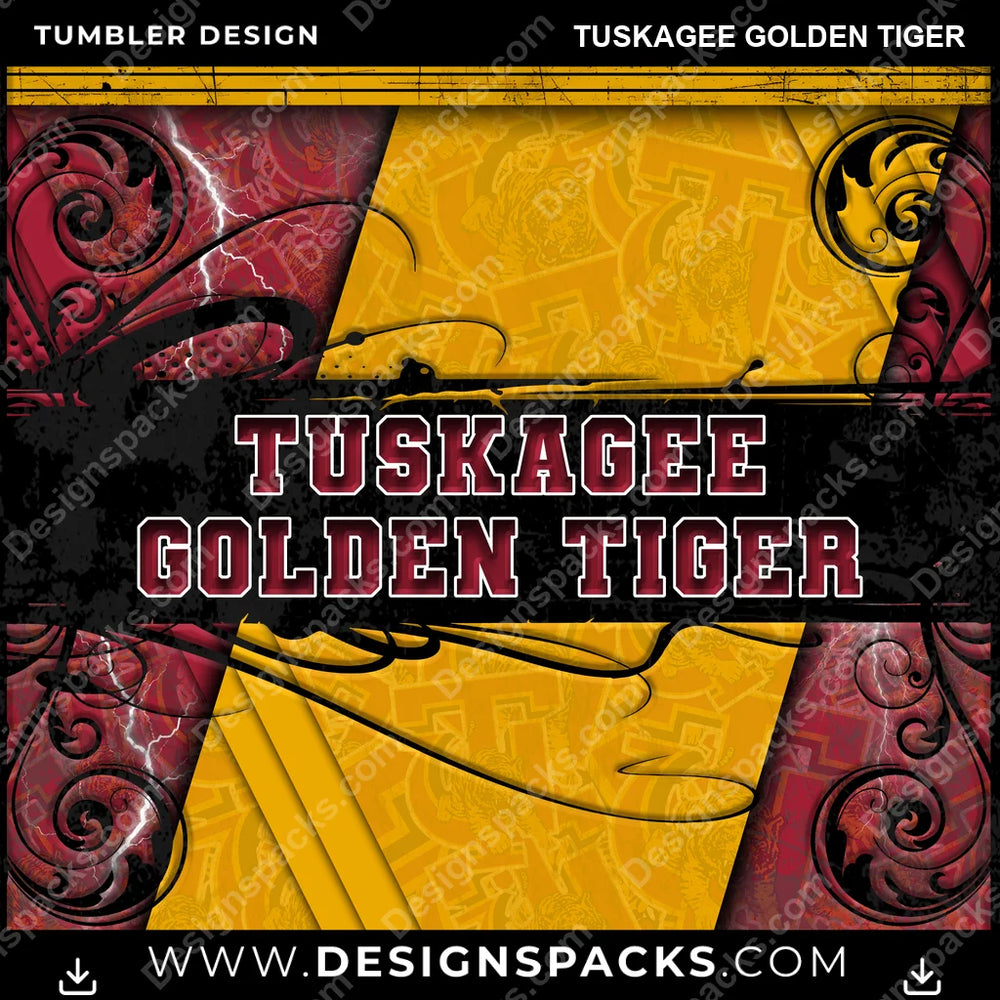 College Sport Elegant Tuskagee Golden Tiger NCAA College Sport Tumbler Digital Wrap Design Download