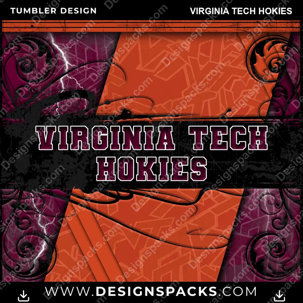 College Sport Elegant Virginia Tech Hokies NCAA College Sport Tumbler Digital Wrap Design Download