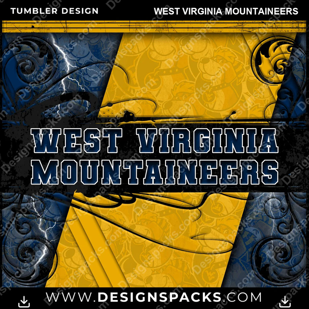 College Sport Elegant West Virginia Mountaineers NCAA College Sport Tumbler Digital Wrap Design Download