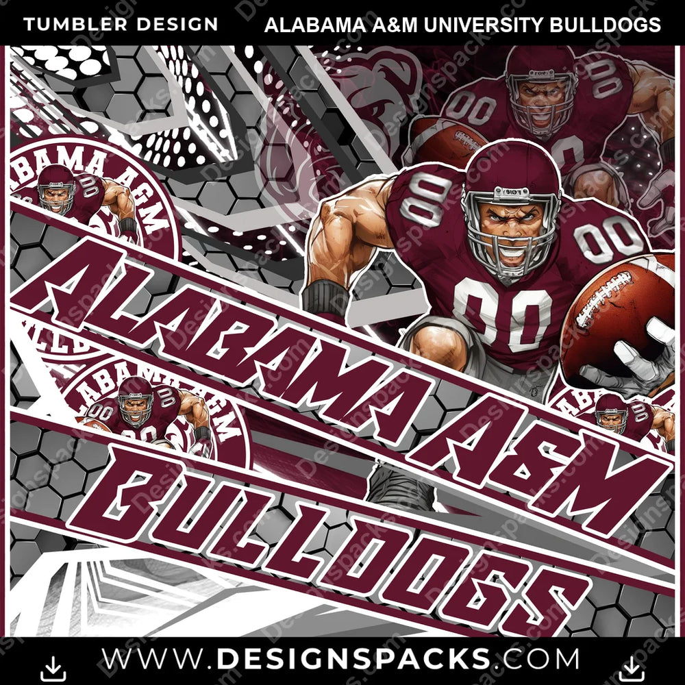 College Sport Fathead Alabama A&M University Bulldogs NCAA College Sport Tumbler Digital Wrap Design Download