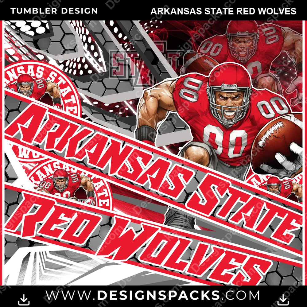 College Sport Fathead Arkansas State Red Wolves NCAA College Sport Tumbler Digital Wrap Design Download