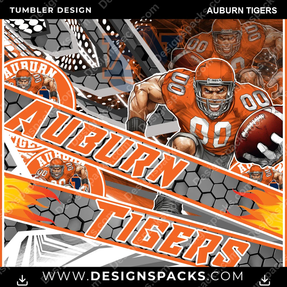 College Sport Fathead Auburn Tigers NCAA College Sport Tumbler Digital Wrap Design Download