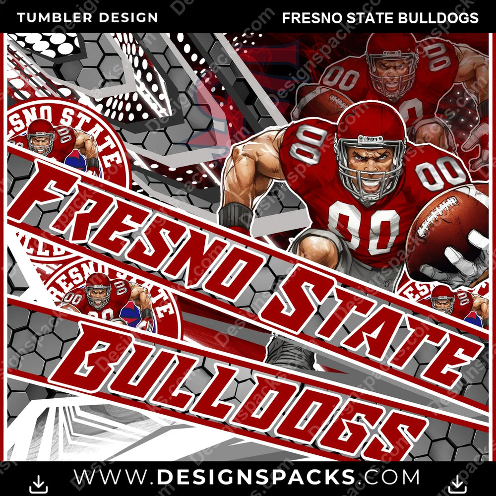 College Sport Fathead Fresno State Bulldogs NCAA College Sport Tumbler Digital Wrap Design Download