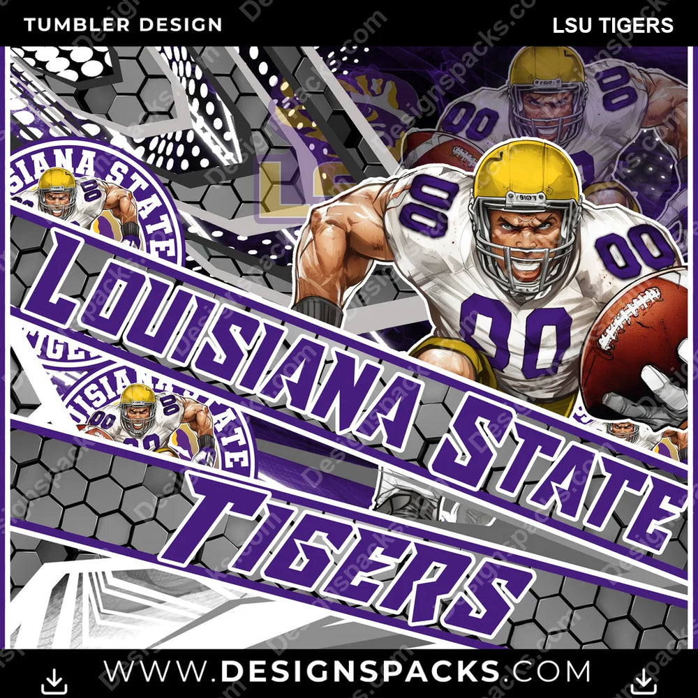 College Sport Fathead LSU Tigers NCAA College Sport Tumbler Digital Wrap Design Download