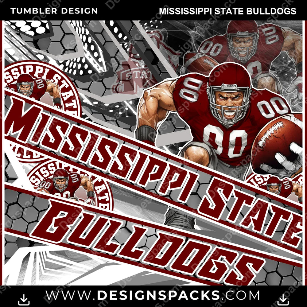 College Sport Fathead Mississippi State Bulldogs NCAA College Sport Tumbler Digital Wrap Design Download