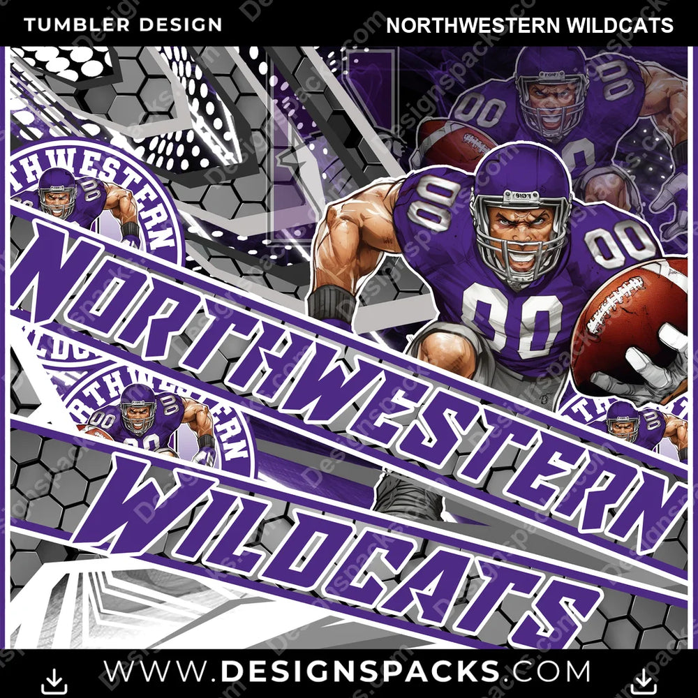 College Sport Fathead Northwestern Wildcats NCAA College Sport Tumbler Digital Wrap Design Download