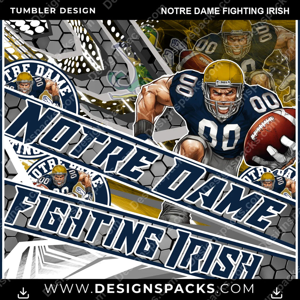 College Sport Fathead Notre Dame Fighting Irish NCAA College Sport Tumbler Digital Wrap Design Download