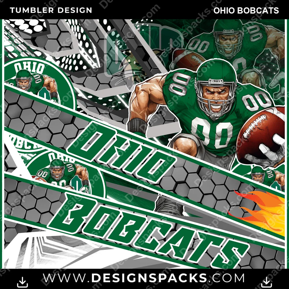 College Sport Fathead Ohio Bobcats NCAA College Sport Tumbler Digital Wrap Design Download