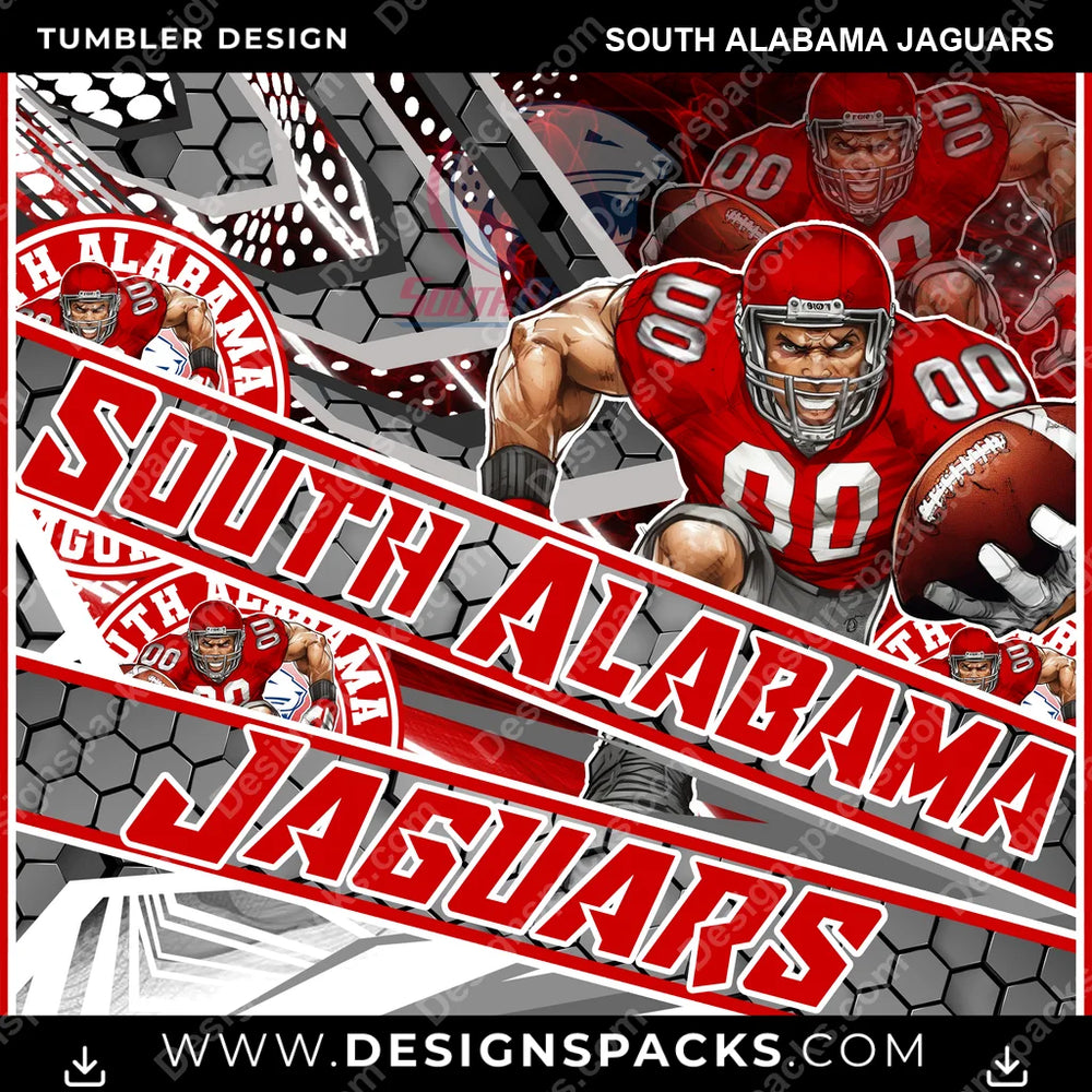 College Sport Fathead South Alabama Jaguars NCAA College Sport Tumbler Digital Wrap Design Download