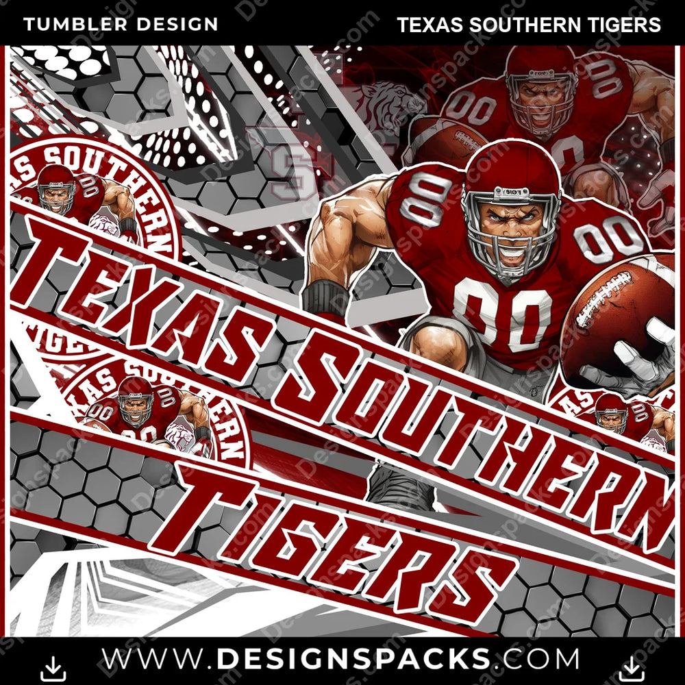 College Sport Fathead Texas Southern Tigers NCAA College Sport Tumbler Digital Wrap Design Download