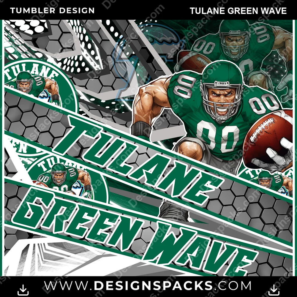 College Sport Fathead Tulane Green Wave NCAA College Sport Tumbler Digital Wrap Design Download