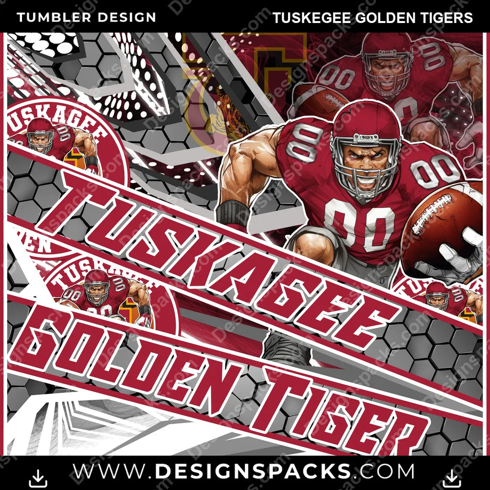 College Sport Fathead Tuskegee Golden Tigers NCAA College Sport Tumbler Digital Wrap Design Download