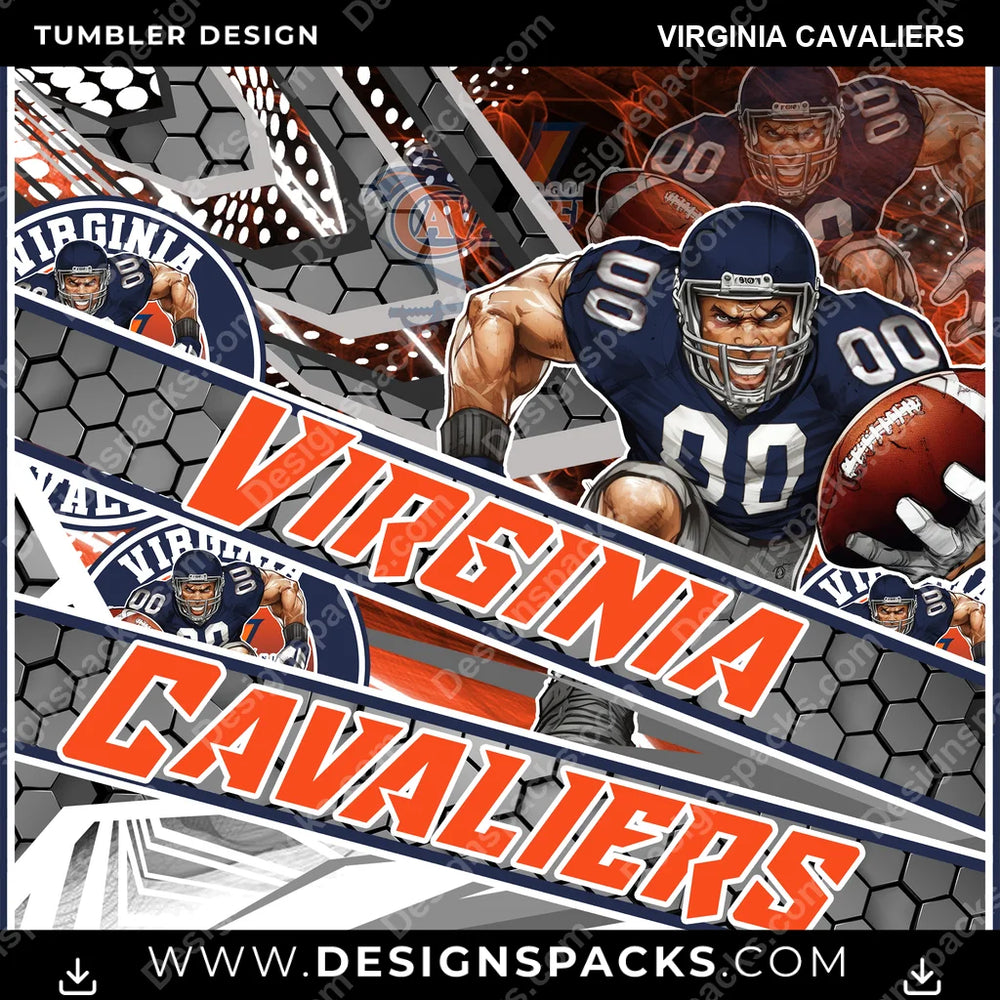 College Sport Fathead Virginia Cavaliers NCAA College Sport Tumbler Digital Wrap Design Download