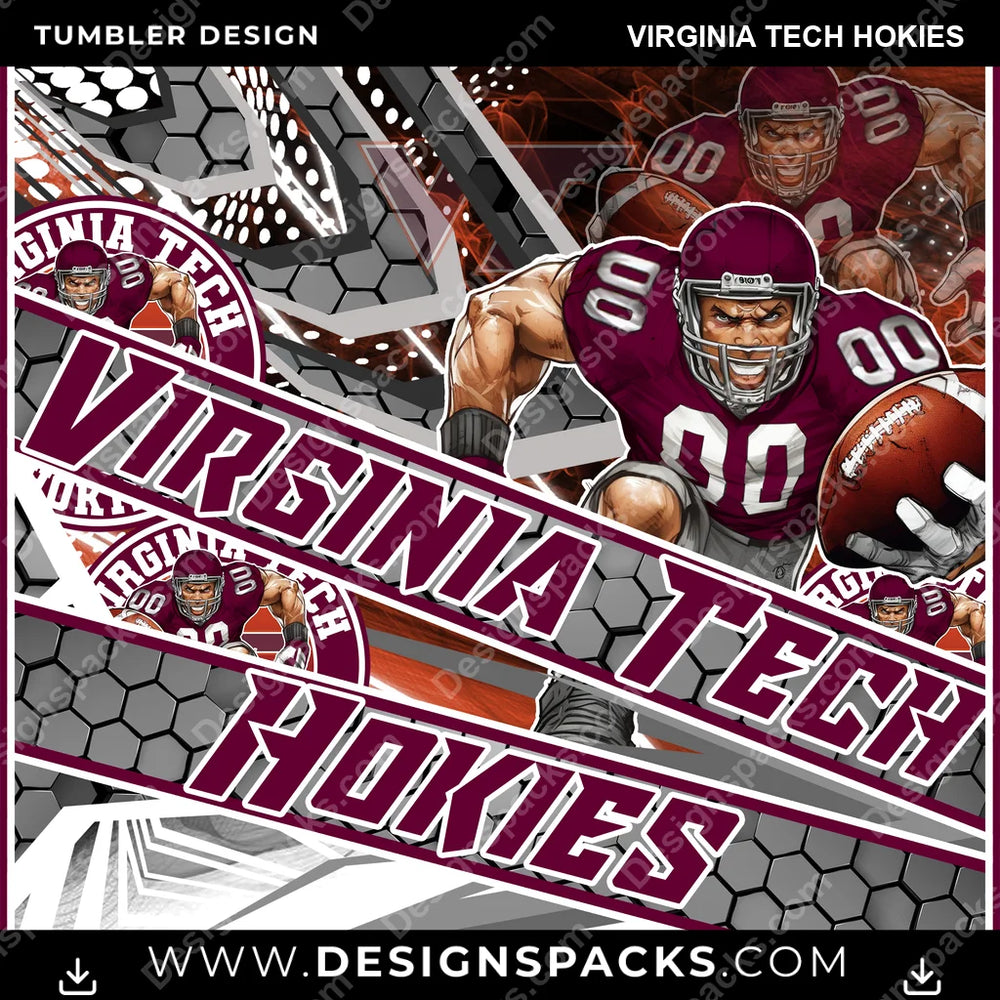 College Sport Fathead Virginia Tech Hokies NCAA College Sport Tumbler Digital Wrap Design Download