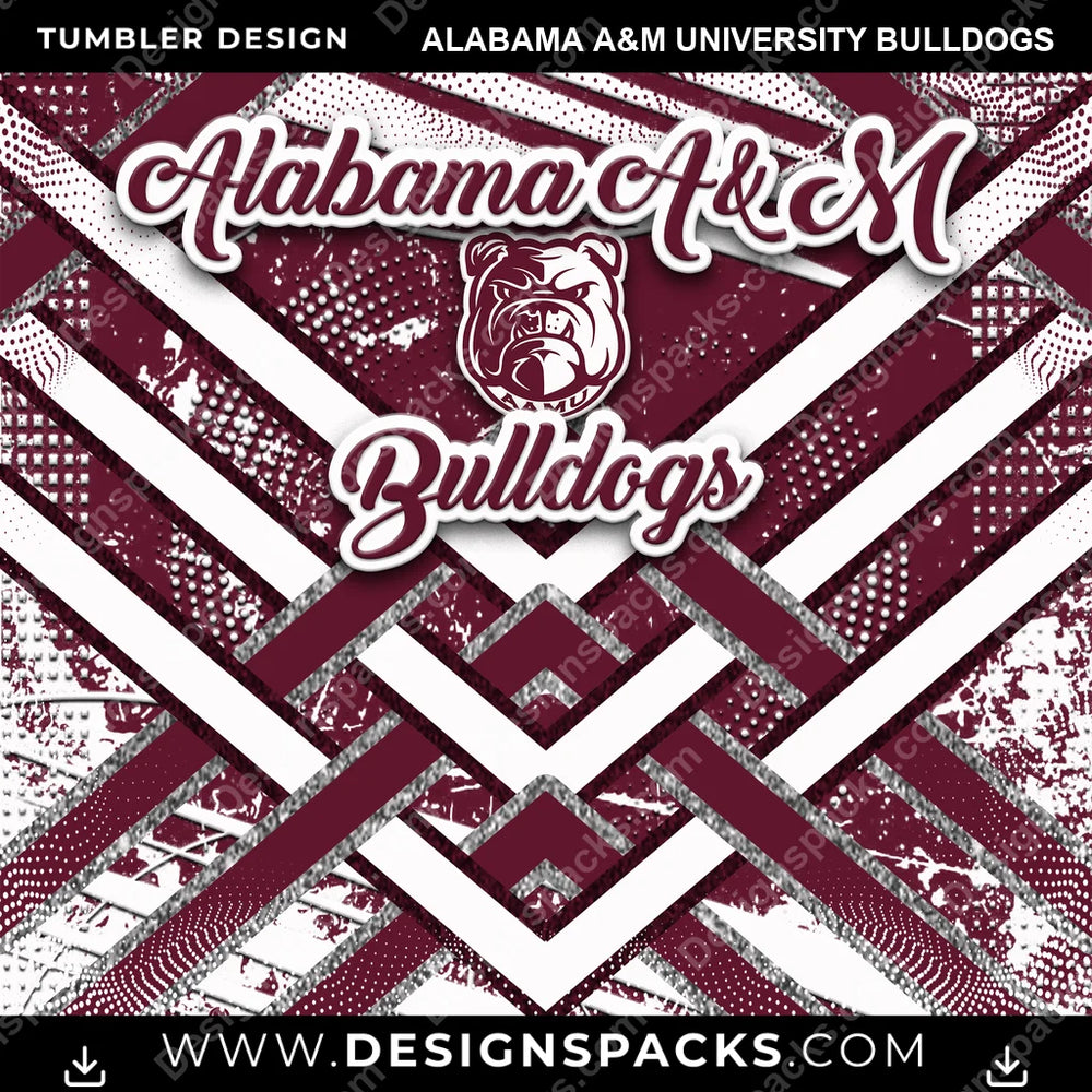 College Sport Glitter Stripe Alabama A&M University Bulldogs NCAA College Sport Tumbler Digital Wrap Design Download
