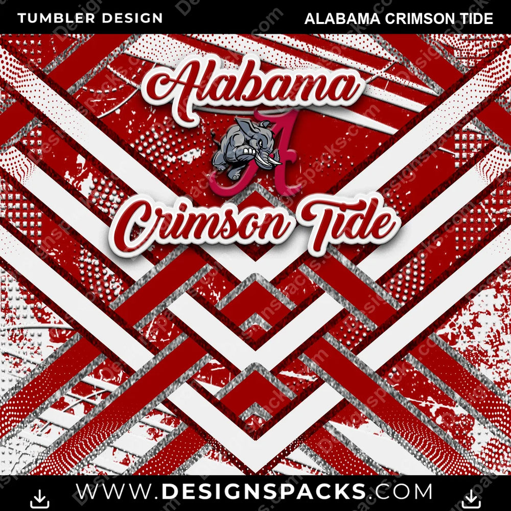 College Sport Glitter Stripe Alabama Crimson Tide NCAA College Sport Tumbler Digital Wrap Design Download