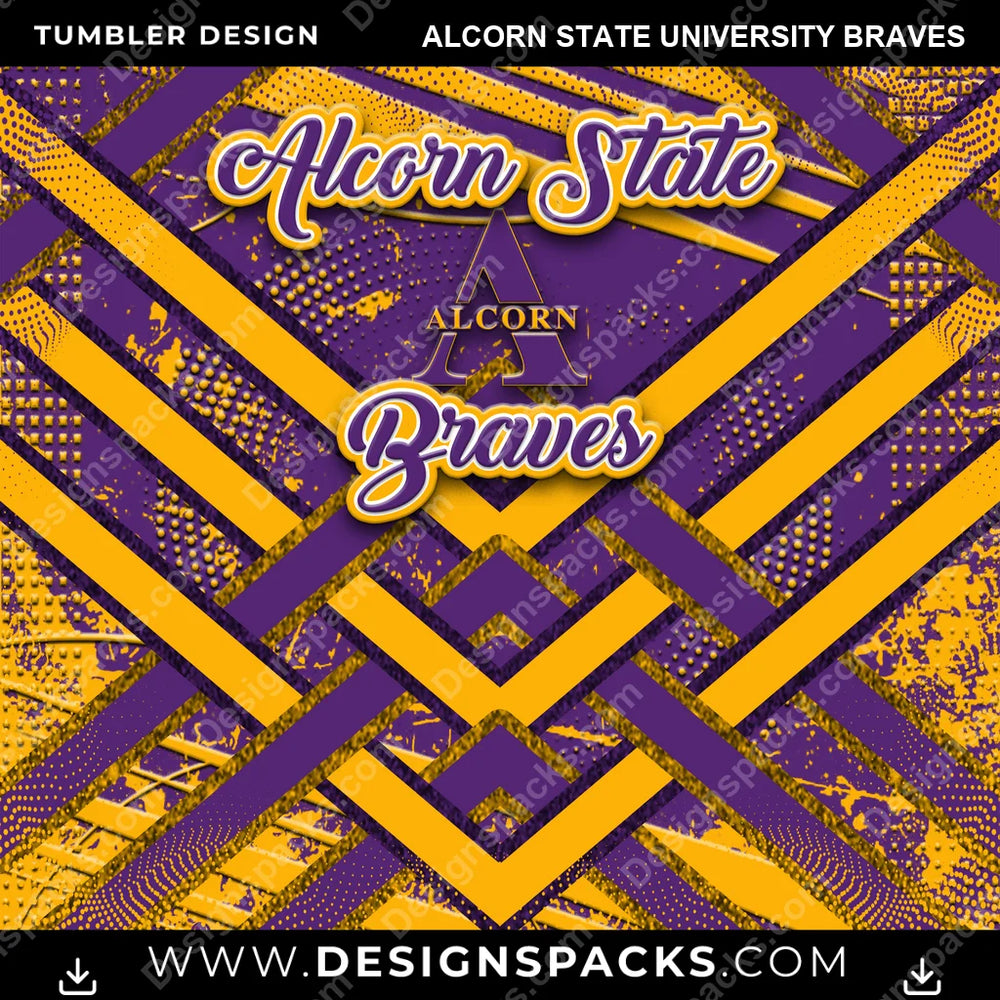 College Sport Glitter Stripe Alcorn State University Braves NCAA College Sport Tumbler Digital Wrap Design Download