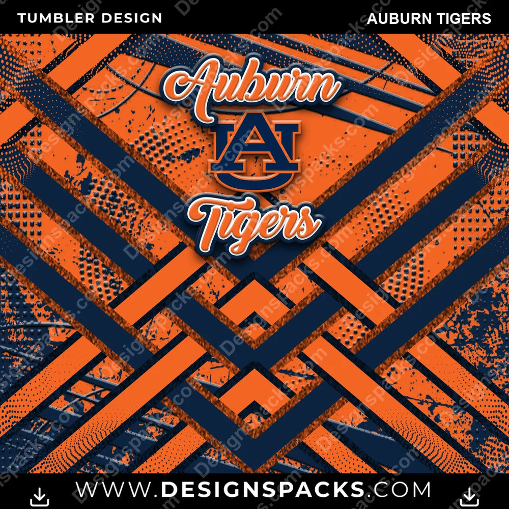 College Sport Glitter Stripe Auburn Tigers NCAA College Sport Tumbler Digital Wrap Design Download