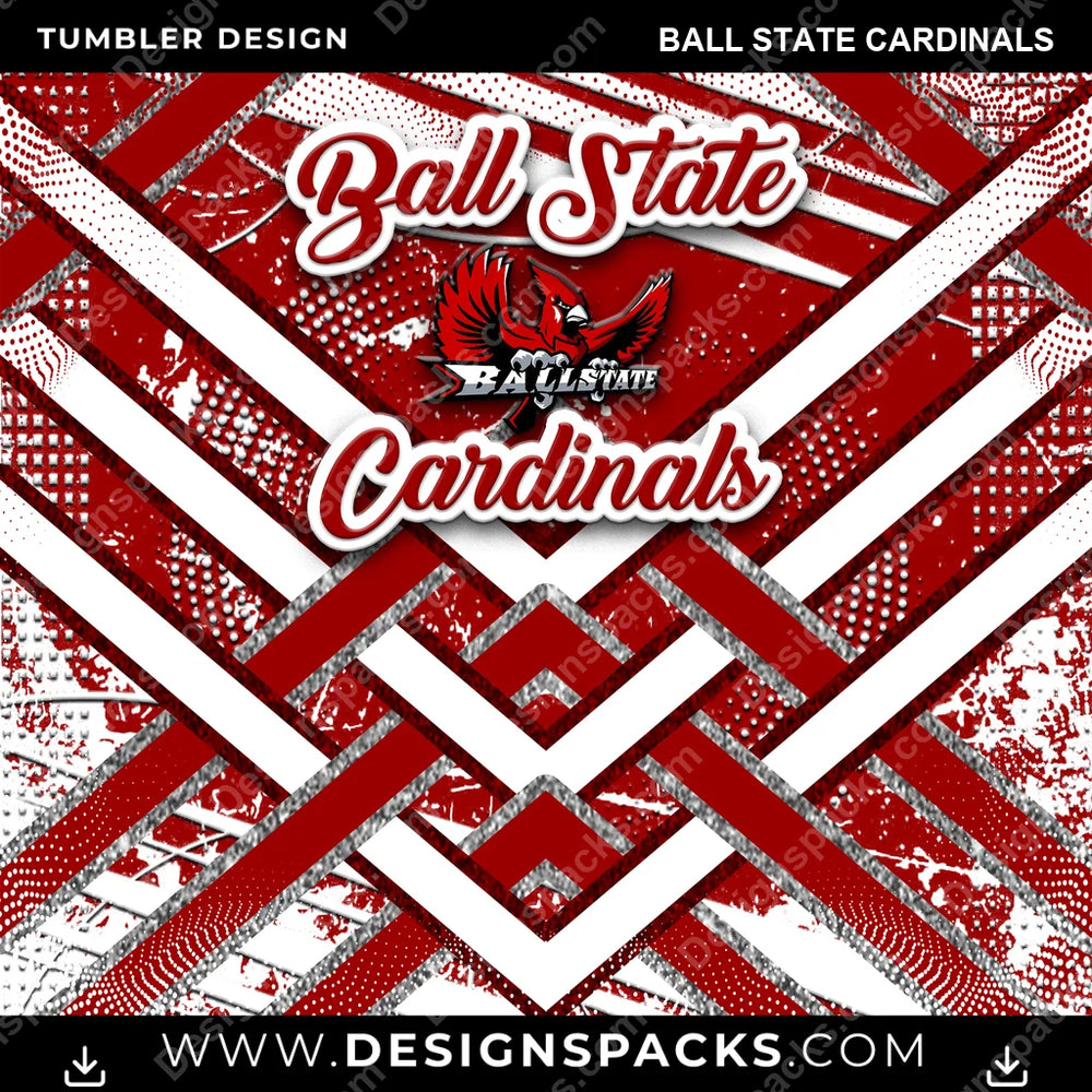 College Sport Glitter Stripe Ball State Cardinals NCAA College Sport Tumbler Digital Wrap Design Download