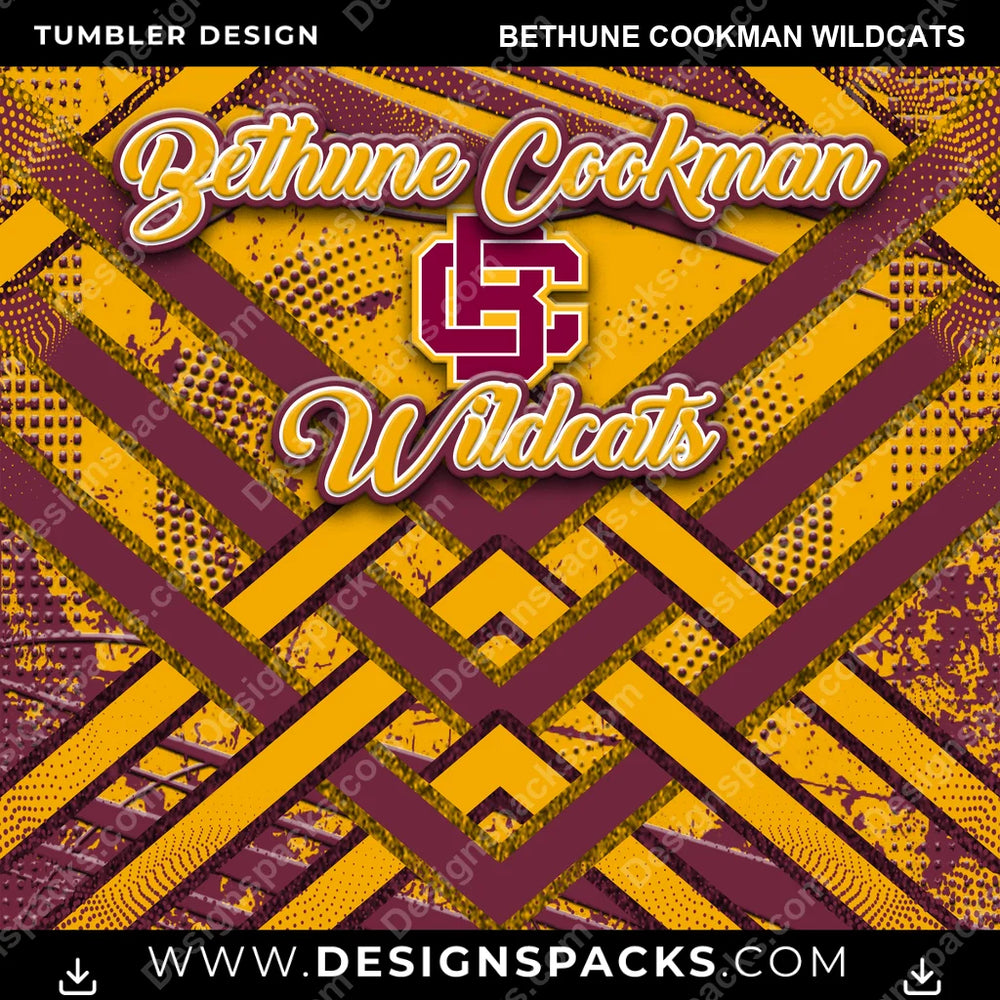 College Sport Glitter Stripe Bethune Cookman Wildcats NCAA College Sport Tumbler Digital Wrap Design Download
