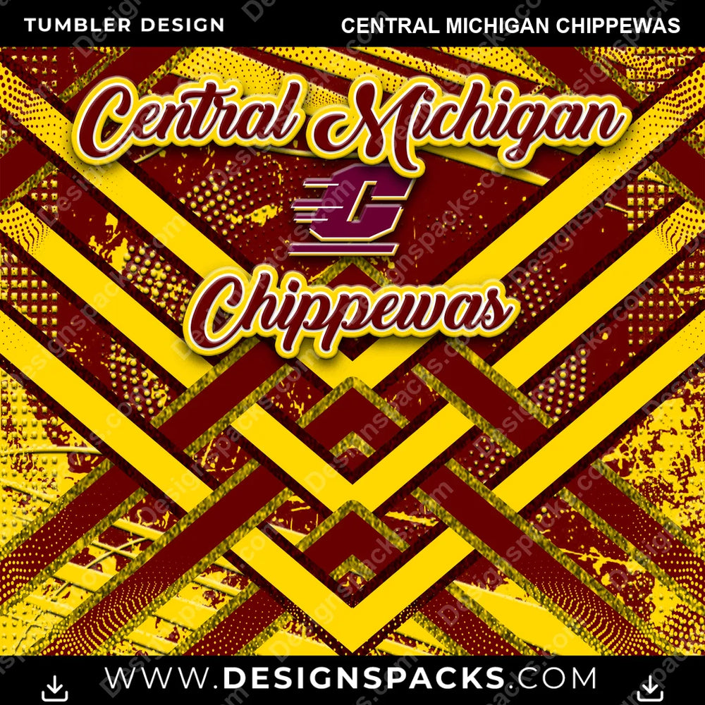 College Sport Glitter Stripe Central Michigan Chippewas NCAA College Sport Tumbler Digital Wrap Design Download