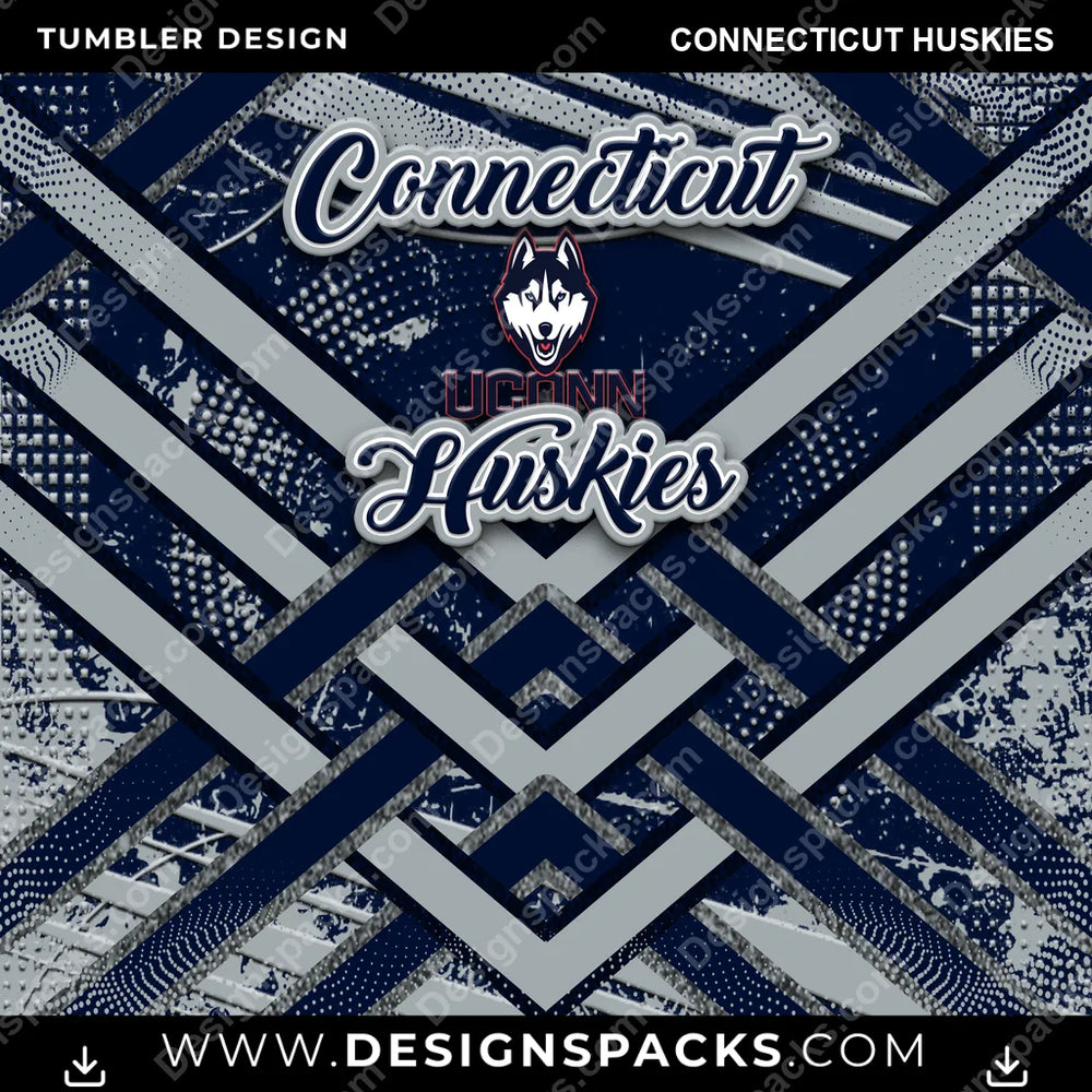 College Sport Glitter Stripe Connecticut Huskies NCAA College Sport Tumbler Digital Wrap Design Download