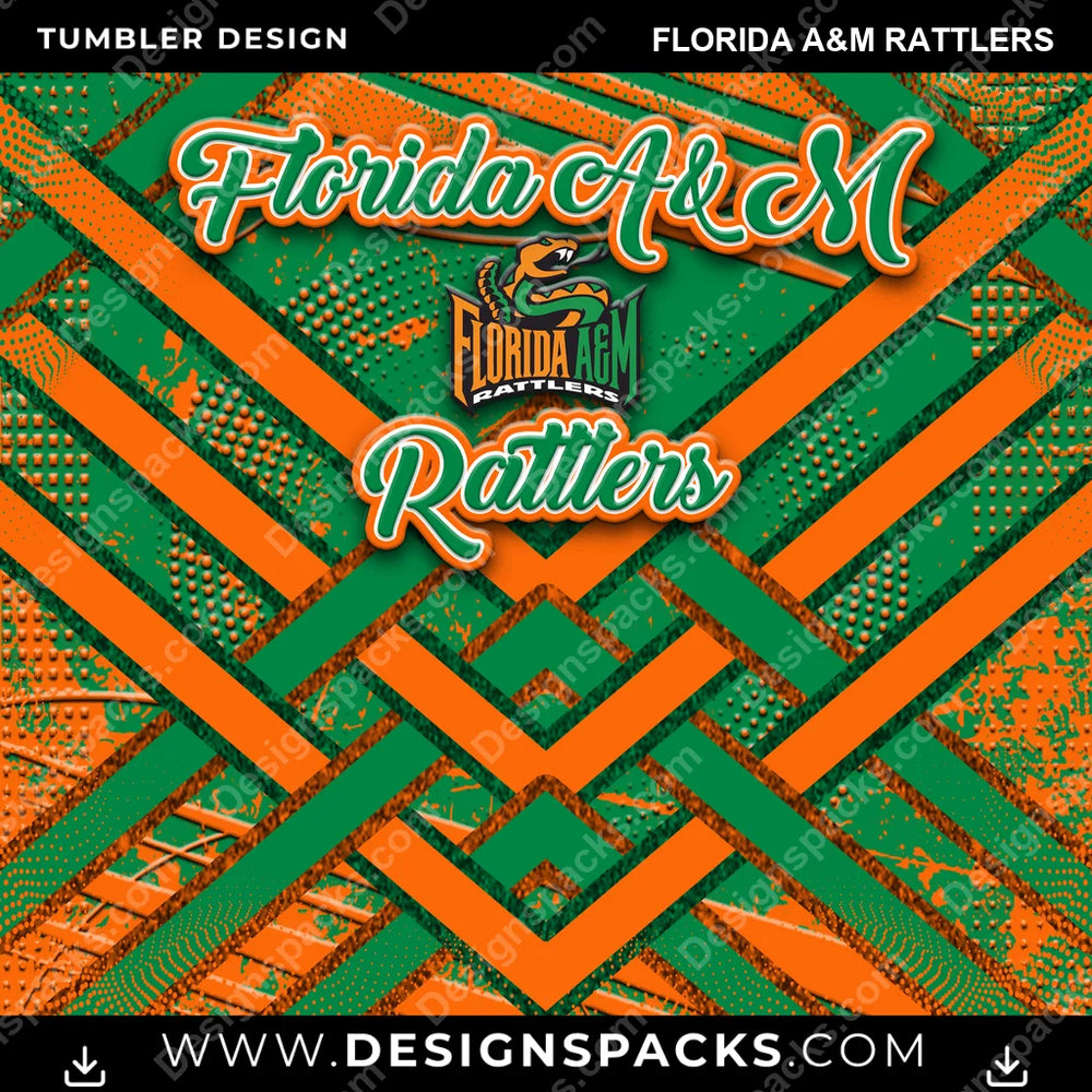 College Sport Glitter Stripe Florida A&M Rattlers NCAA College Sport Tumbler Digital Wrap Design Download