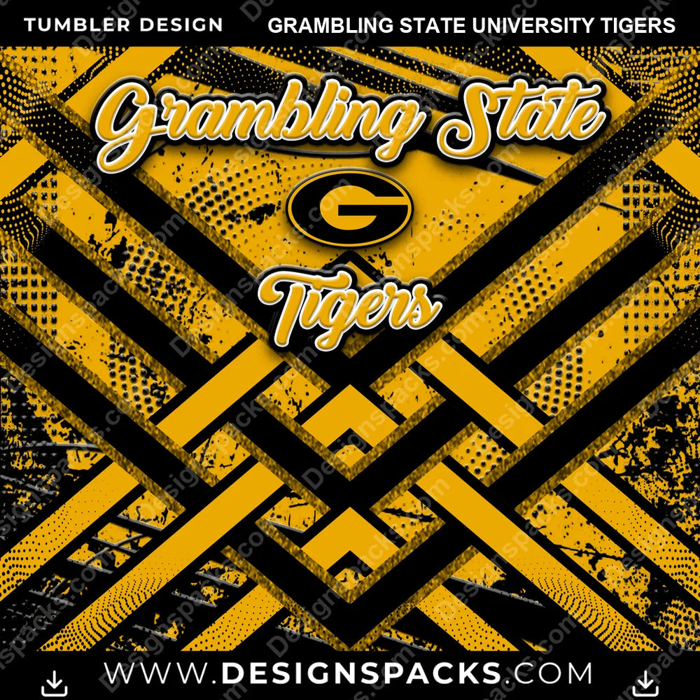 College Sport Glitter Stripe Grambling State University Tigers NCAA College Sport Tumbler Digital Wrap Design Download