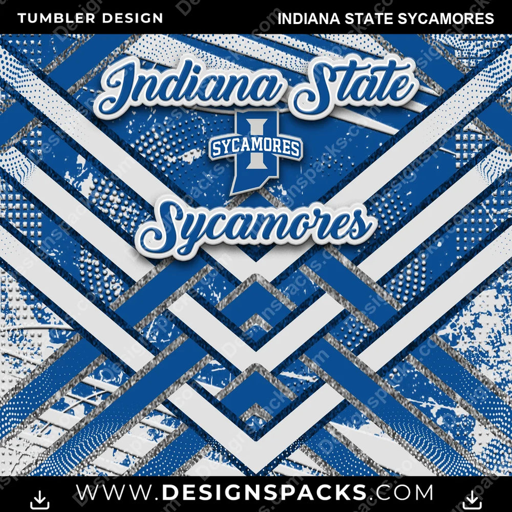 College Sport Glitter Stripe Indiana State Sycamores NCAA College Sport Tumbler Digital Wrap Design Download