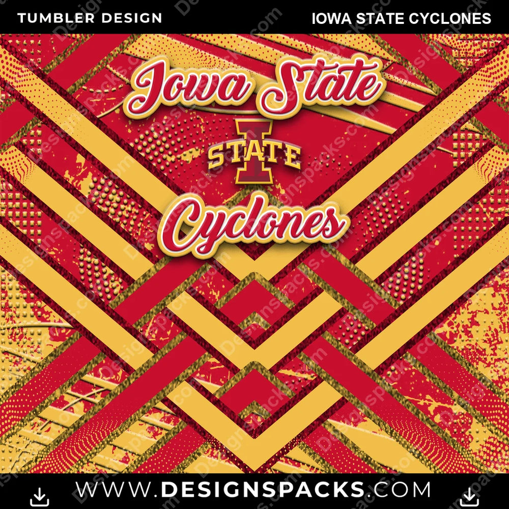 College Sport Glitter Stripe Iowa State Cyclones NCAA College Sport Tumbler Digital Wrap Design Download