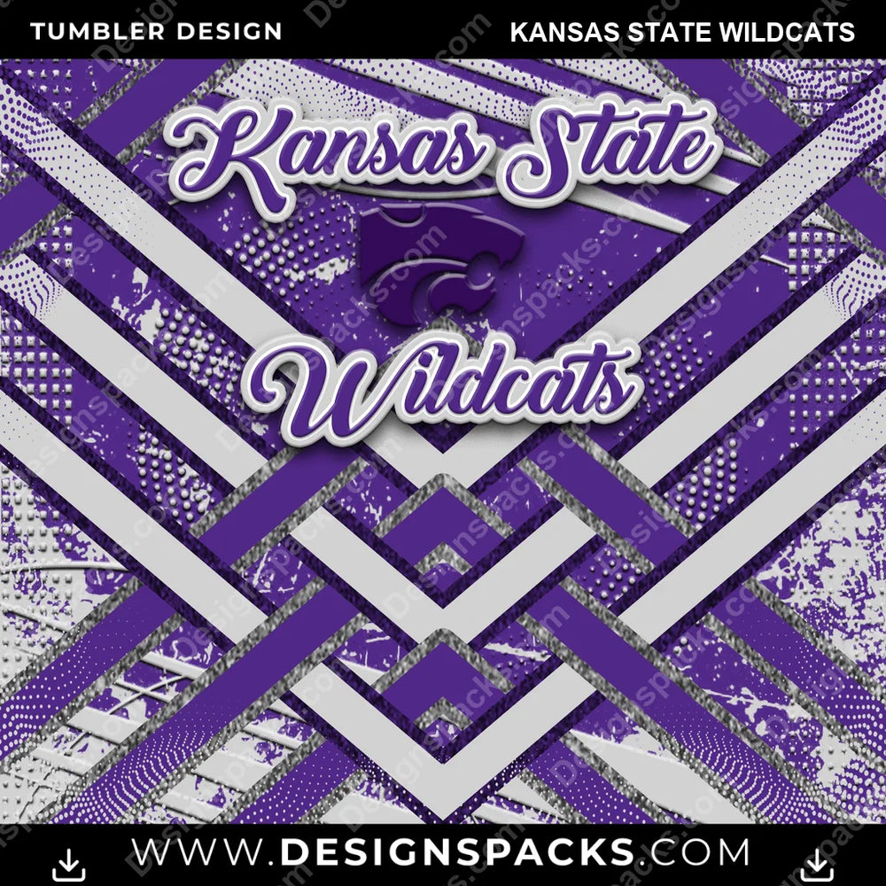 College Sport Glitter Stripe Kansas State Wildcats NCAA College Sport Tumbler Digital Wrap Design Download