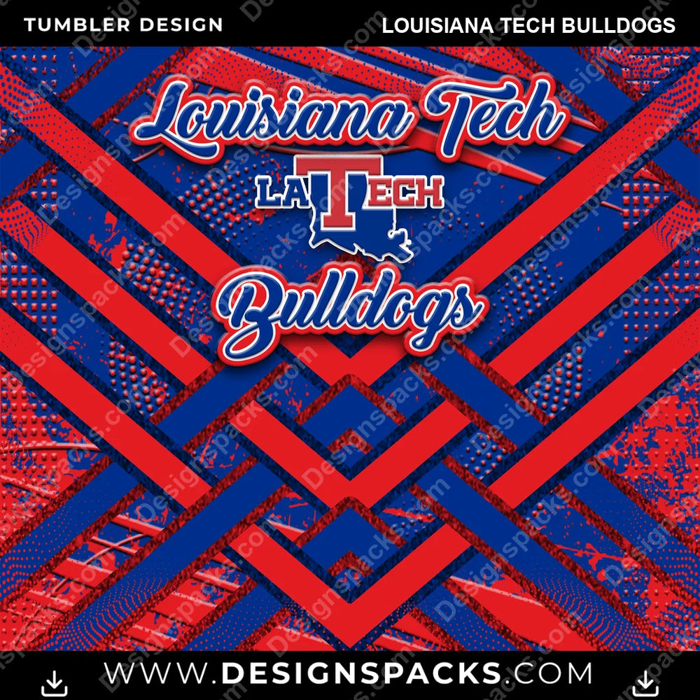 College Sport Glitter Stripe Louisiana Tech Bulldogs NCAA College Sport Tumbler Digital Wrap Design Download