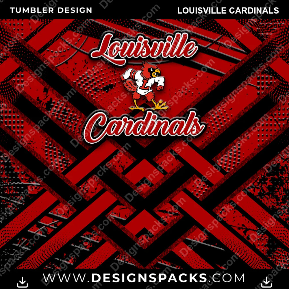 College Sport Glitter Stripe Louisville Cardinals NCAA College Sport Tumbler Digital Wrap Design Download