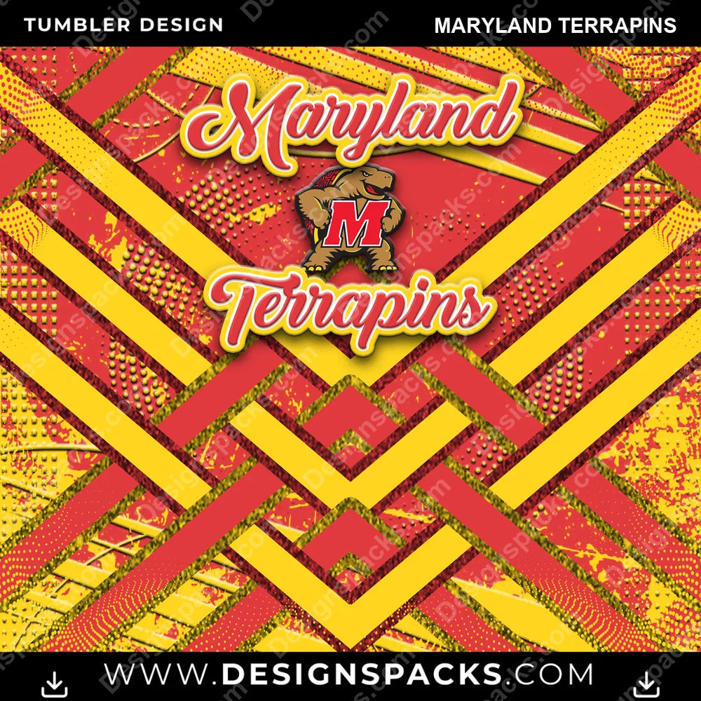 College Sport Glitter Stripe Maryland Terrapins NCAA College Sport Tumbler Digital Wrap Design Download