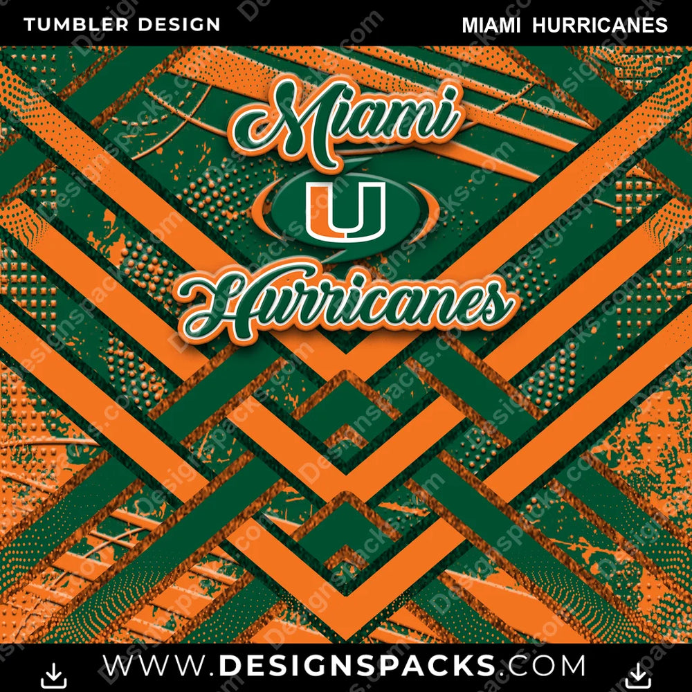 College Sport Glitter Stripe Miami Hurricanes NCAA College Sport Tumbler Digital Wrap Design Download