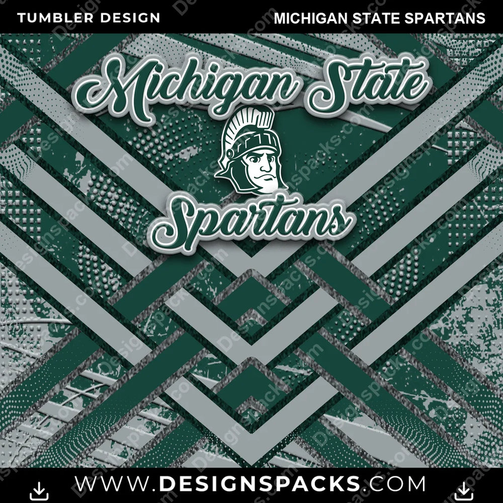 College Sport Glitter Stripe Michigan State Spartans NCAA College Sport Tumbler Digital Wrap Design Download