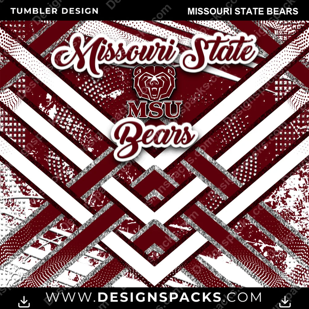 College Sport Glitter Stripe Missouri State Bears NCAA College Sport Tumbler Digital Wrap Design Download