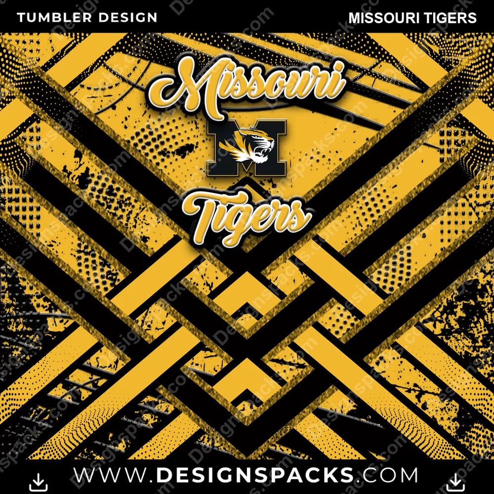 College Sport Glitter Stripe Missouri Tigers NCAA College Sport Tumbler Digital Wrap Design Download