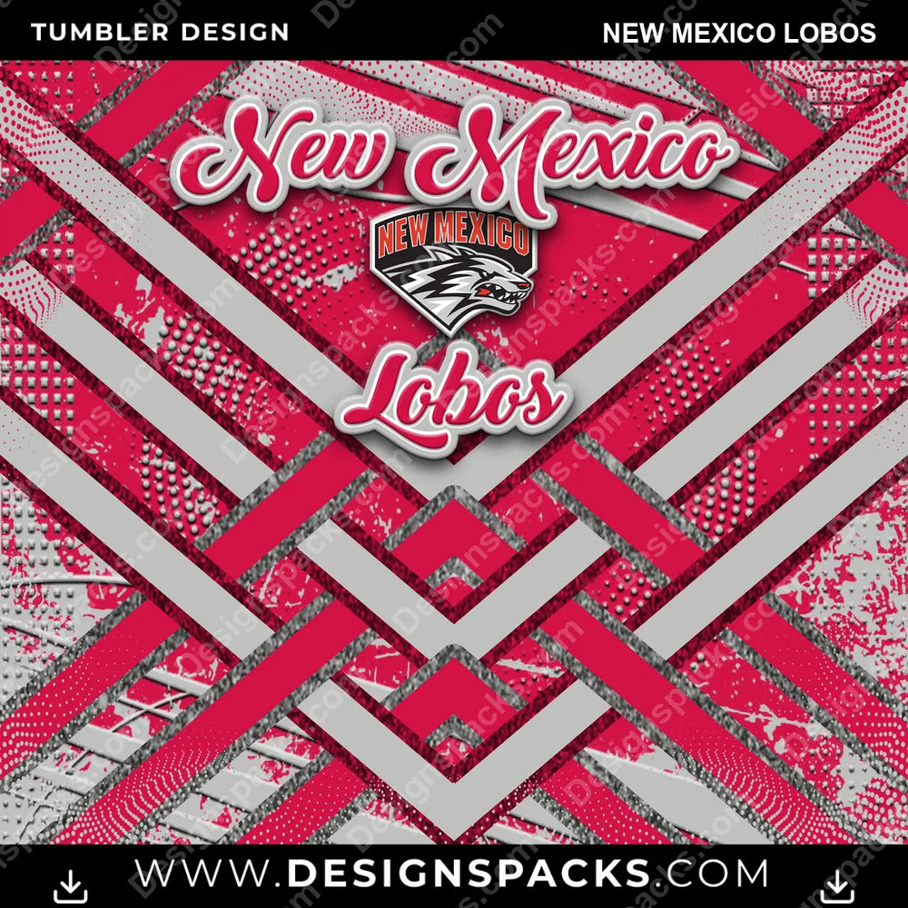 College Sport Glitter Stripe New Mexico Lobos NCAA College Sport Tumbler Digital Wrap Design Download