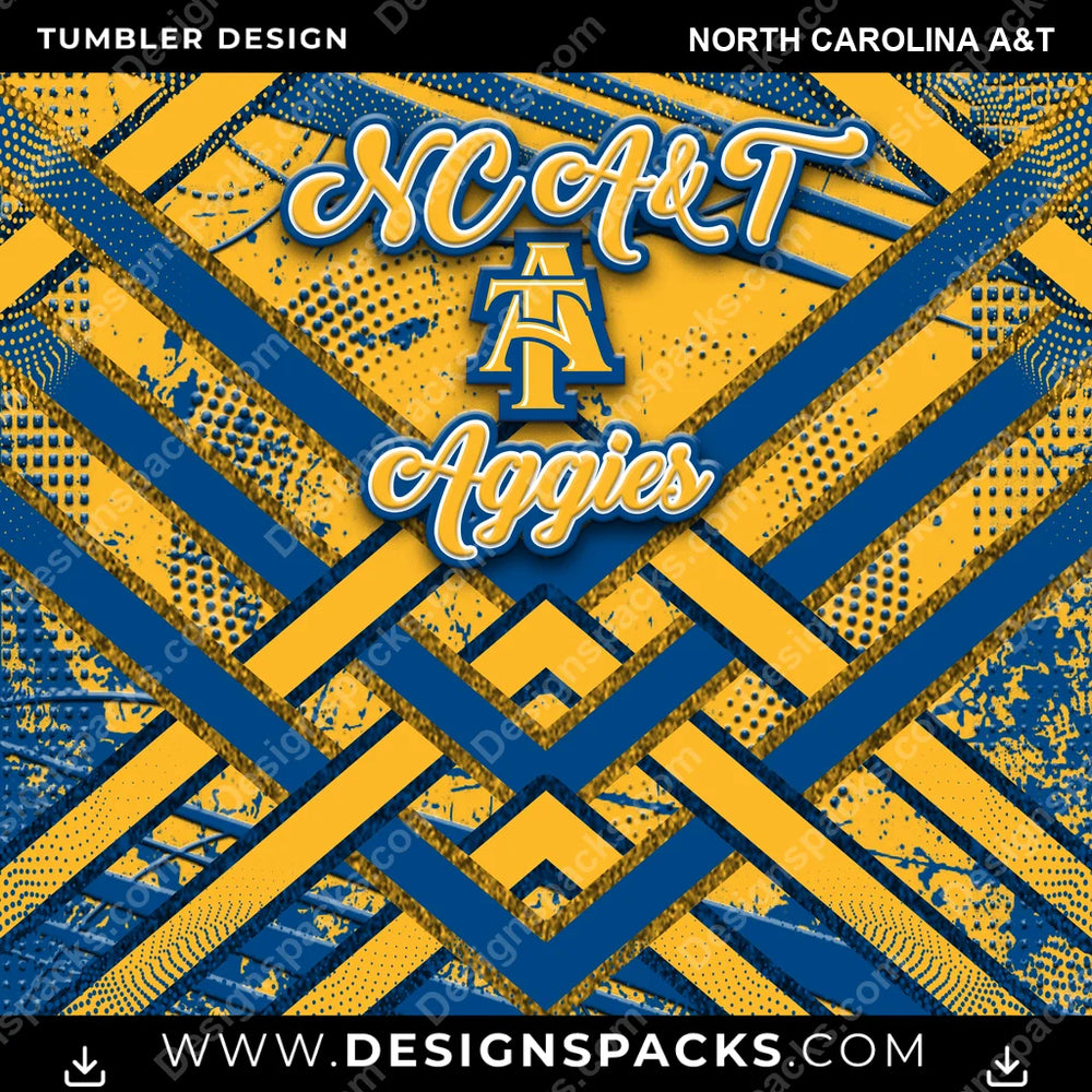 College Sport Glitter Stripe North Carolina A&T NCAA College Sport Tumbler Digital Wrap Design Download