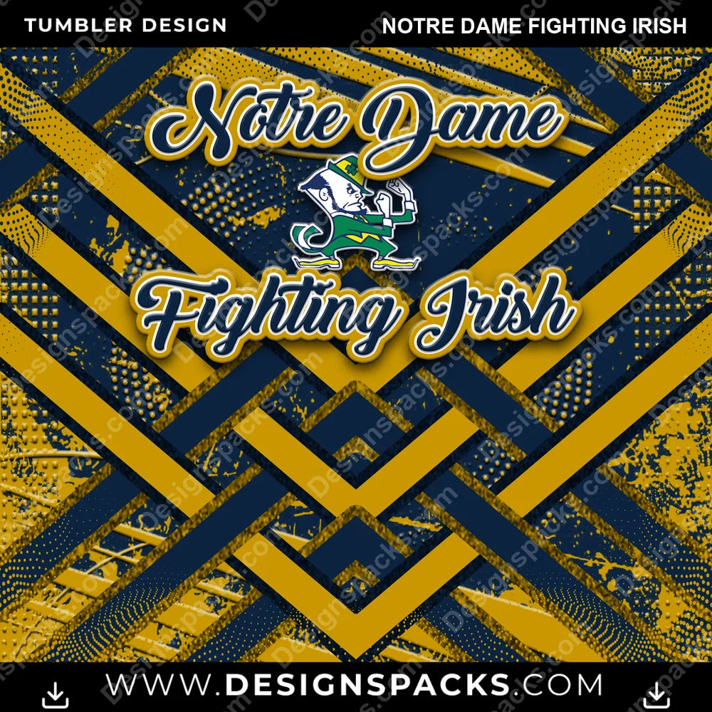 College Sport Glitter Stripe Notre Dame Fighting Irish NCAA College Sport Tumbler Digital Wrap Design Download
