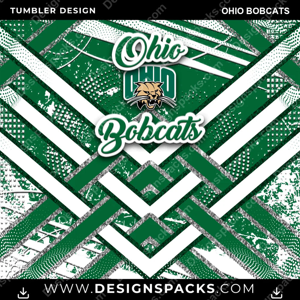 College Sport Glitter Stripe Ohio Bobcats NCAA College Sport Tumbler Digital Wrap Design Download