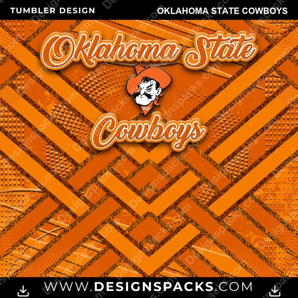 College Sport Glitter Stripe Oklahoma State Cowboys NCAA College Sport Tumbler Digital Wrap Design Download